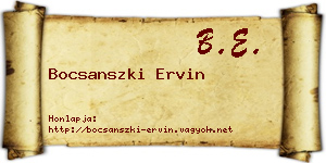 Bocsanszki Ervin névjegykártya